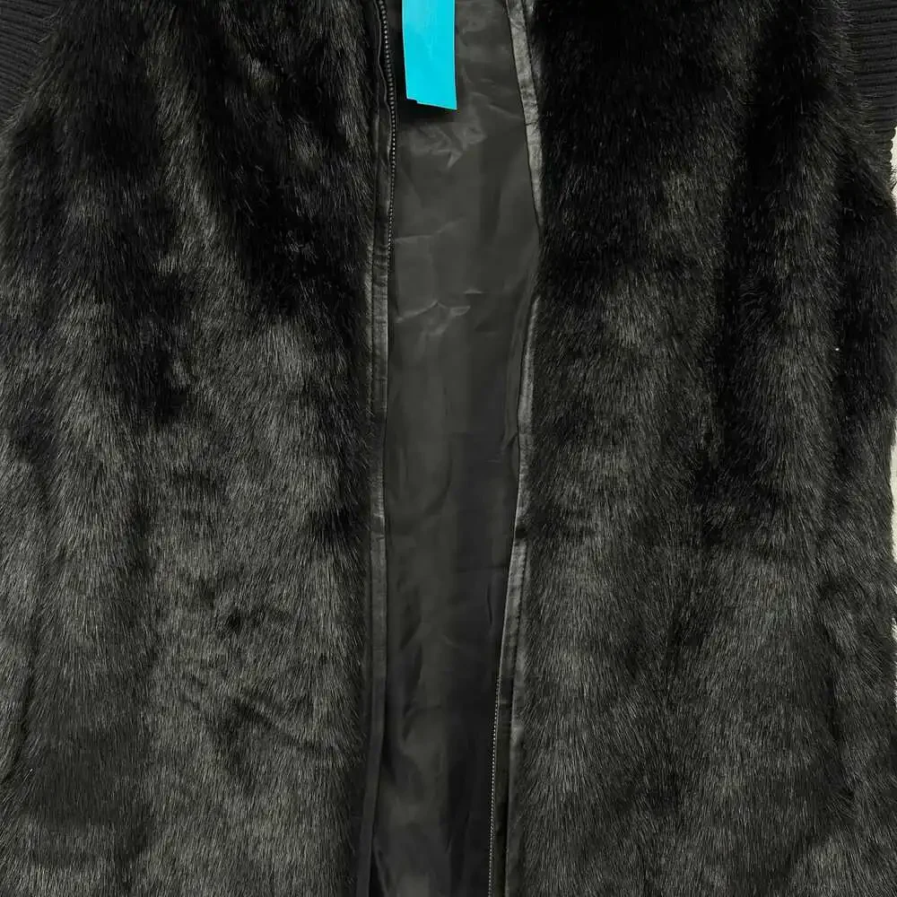 Hillary Radley Black Faux Fur Vest | Regular L Overcoat Winter